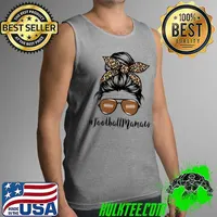 Football Mamaw Life With Leopard and Messy Bun Player T- Tank Top