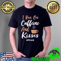 I Run on Caffeine And Kisses Mom Life Vintage Funny Mom Life T-Shirt