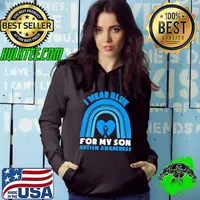 I Wear Blue For My Son Autism Awareness Day Rainbow Dad Mom T-Shirt Hoodie