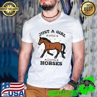 Just A Girl Who Loves Horses, Horse Women Riding T-Shirt Guys V Neck