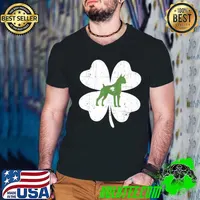 Official Boxer St Patricks Day Lover Irish Shamrock Dog Loves T- Guys V Neck