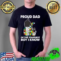 Official Proud Dad Of The Toughest Boy I Know Autism Awareness T-shirt