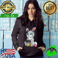Original Happy Easter Day Bunny Egg Funny Boys Girls Kids Gamer T-Shirt Hoodie