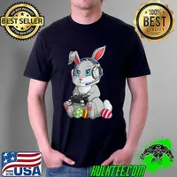 Original Happy Easter Day Bunny Egg Funny Boys Girls Kids Gamer T-Shirt