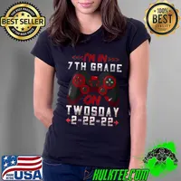 Original I'm In 7th Grade On Twosday 2-22-22 Gamer Boys Video Game T- Ladies Tee