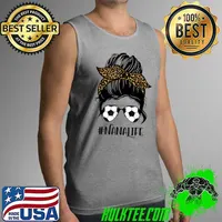Soccer Nana Life Messy Bun Hair Leopard Print Mother's Day T-Shirt