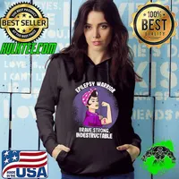 Strong Women Epilepsy Warrior Awareness Support T-Shirt Hoodie