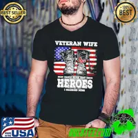 Veteran wife most people never meet their heroes i married mine america flag Guys V Neck