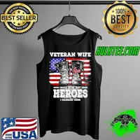 Veteran wife most people never meet their heroes i married mine america flag Tank Top