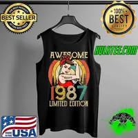 Vintage 35 Year Old birthday gifts for women, Best of 1987 T-Shirt Tank Top