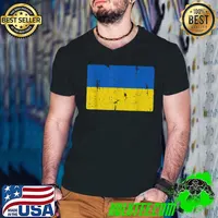 Vintage Ukrainian Flag Of Ukraine Retro Style Men Women Gift T-Shirt Guys V Neck