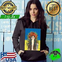 Beautiful ukrainian girl with flowers flag of Ukraine peace Hoodie