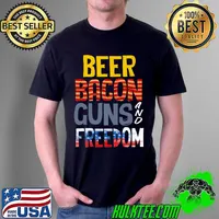 Beer Guns Bacon Freedom Shirt Beer And Bacon Guns Beer Premium T-Shirt