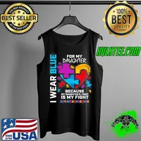 Dad Mom Puzzle I Wear Blue For My Daughter Autism Awareness Tank Top