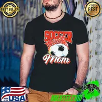 Football Soccer Mom Messy Bun Mother’s Day Soccer Ball T-Shirt Guys V Neck