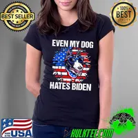 Funny antI Joe Biden even my dog hates Biden usa flag Ladies Tee