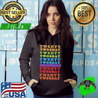 Happy tuesday twosday in february 2022 twosday rainbow text Hoodie