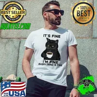 It's fine I'm fine everything is fine black cat coffee Unisex