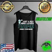 Just A Boy Who Loves Anime And Gaming Gamer Anime T-Shirt Tank Top
