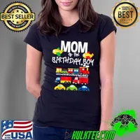 Mom Of The Birthday Boy Cars Trucks Trains Birthday Party T-Shirt Ladies Tee