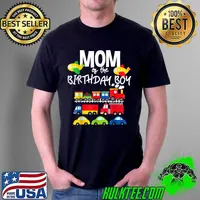 Mom Of The Birthday Boy Cars Trucks Trains Birthday Party T-Shirt