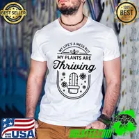 My life's a mess but my plants are thriving Garden Flower T-Shirt Guys V Neck