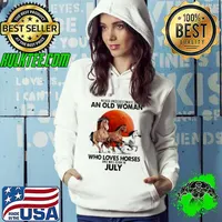 Never Underestimate An Old Woman Who Loves Horses And Was Born In July Blood Moon Shirt Hoodie
