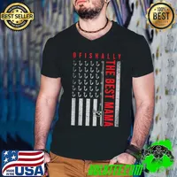 Ofishally Best Mom American Flag Fishing Fisher Woman Mama T- Guys V Neck