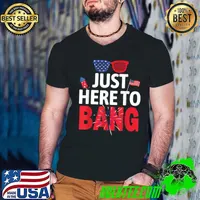 4th Of July Funny Fireworks Patriotic USA American Flag T-Shirt Guys V Neck