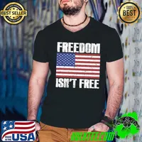 FREEDOM ISNT FREE Patriotic Quote Vintage USA American Flag Premium T-Shirt Guys V Neck