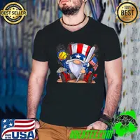Gnome Softball 4th Of July Patriotic Gnomes American Flag T-Shirt Guys V Neck