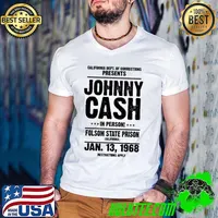 Johnny cash folsom state prison outlaw country music hooded Guys V Neck