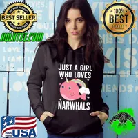 Just a girl who loves narwhals art Hoodie