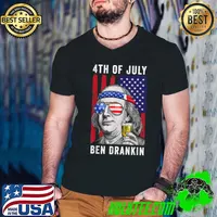 Mens Ben Drankin 4th Of July Usa Flag Vintage Independence Day T-Shirt