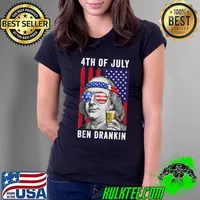 Mens Ben Drankin 4th Of July Usa Flag Vintage Independence Day T-Shirt Ladies Tee