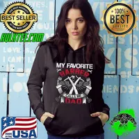 Mens My Favorite Barber Calls Me Dad USA Flag Father's day T-Shirt Hoodie