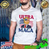 4th of July American Flag, Great Ultra Maga King, Pro Trump T-Shirt Guys V Neck