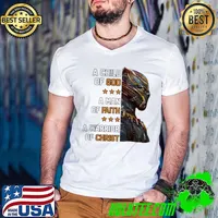 A Warrior Of Christ A Child Of God A Man Of Faith Shirt Guys V Neck