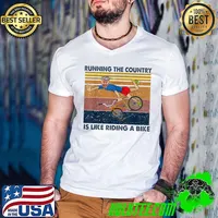 Biden Bike Bicycle Running The Country Is Like Riding A Bike T-Shirt Guys V Neck