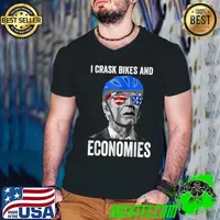 I Crash Bikes and Economies Joe Biden Falling off bike glasses America flag T-Shirt Guys V Neck