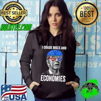 I Crash Bikes and Economies Joe Biden Falling off bike glasses America flag T-Shirt Hoodie