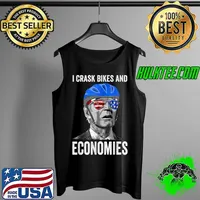 I Crash Bikes and Economies Joe Biden Falling off bike glasses America flag T-Shirt Tank Top