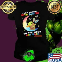 I Love Someone With Autism To The Moon And Back Baby Yoda Shirt Ladies tee