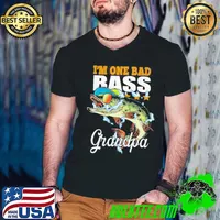 I'm one bad bass grandpa fathers day gift for dad fourth of july s Guys V Neck