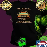 I'm A Car Girl I Was Born With My Heart On MY Sleeve Vintage Shirt Ladies tee