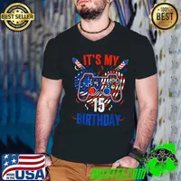 It's 4th Of July And My 15th Birthday Funny Gamer US Lover T-Shirt Guys V Neck