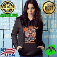 Motorhead garage women's biker motorcycle pinup girl loong sleeve s Hoodie