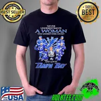 Never underestimate a woman who understands hockey and loves tampa bay champions signatures shirt