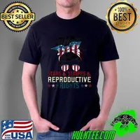 Stars Stripes Reproductive Rights American Flag 4th Of July Messy Bun Sunglasses Usa Flag T-Shirt
