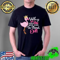 Why fit in when you were born to stand out flamingo quote shirt